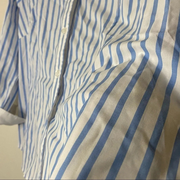 Striped Cotton Shirt Office Work Professional Button Up Shirt Size XL Petite - Picture 8 of 11